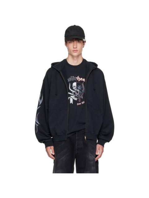 VETEMENTS Black Graffiti Zip Up Hoodie