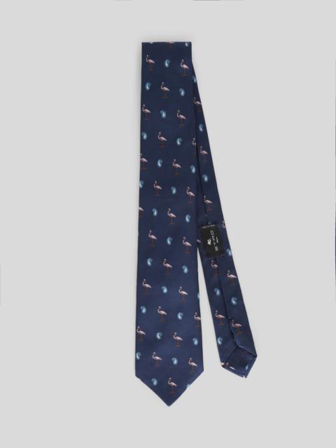 Etro PAISLEY AND FLAMINGO SILK TIE
