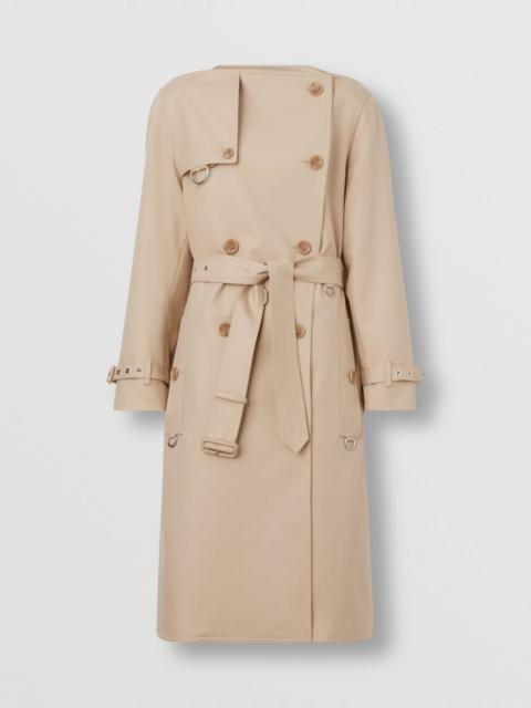 Cotton Gabardine Boat Neck Trench Coat