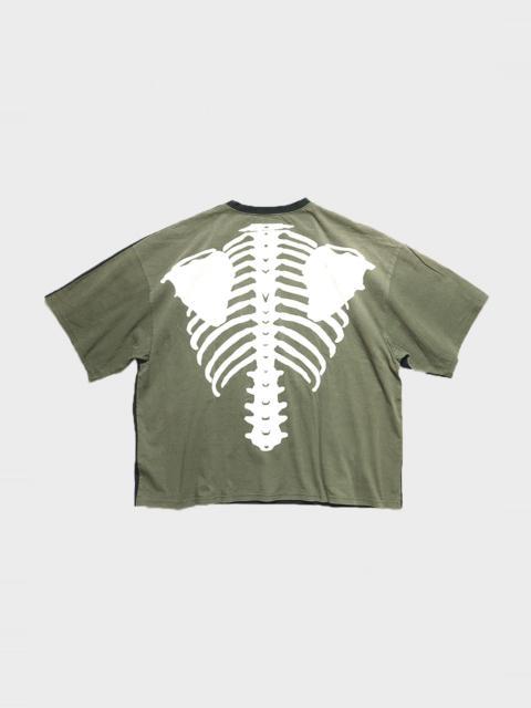 Kapital JERSEY 2TONES BIG POCKET TEE (BONE) - BLACK/KHAKI