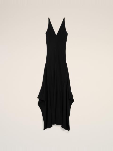 AMI Paris LONG BLACK SILK-BLEND GODET DRESS