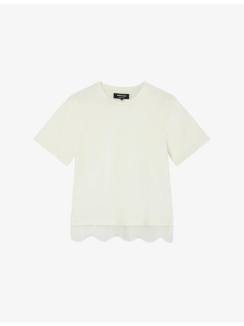 WHISTLES Relaxed-Fit Lace-Trim Cotton-Jersey T-Shirt