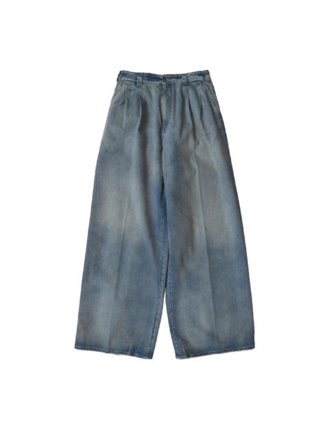 MM6 Maison Margiela Pleated Wide Leg Jeans "Blue"