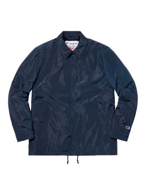 Supreme 대 FW18 x 챔피언 상표 차 재킷 해군 SUP-FW18-368