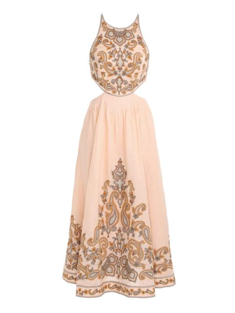 Zimmermann DEVI HALTER TIE MIDI DRESS