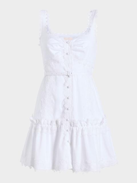 Cinq à Sept Aziza Embellished Button-Front Mini Dress