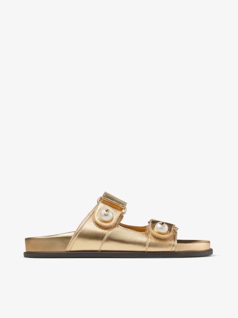 Fayence Sandal
Gold Metallic Nappa Leather Sandals with Pearls