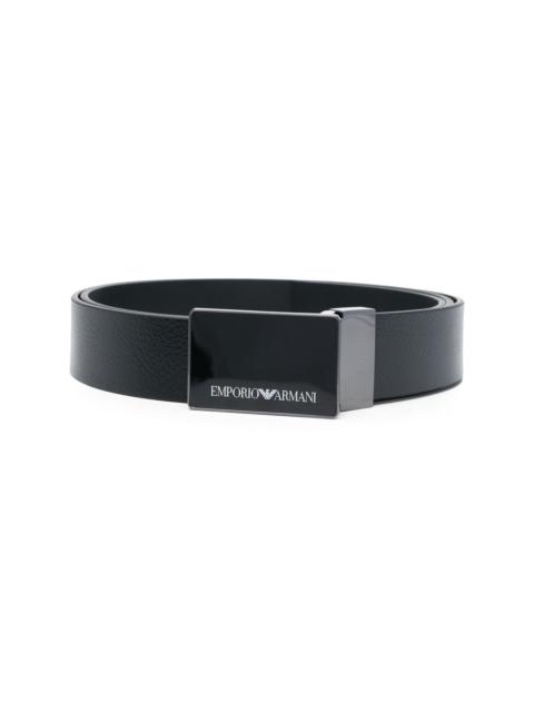 logo-buckle leather belt