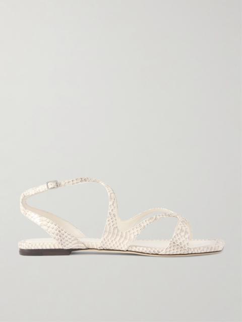 JIMMY CHOO Ayla Snake-effect Leather Sandals