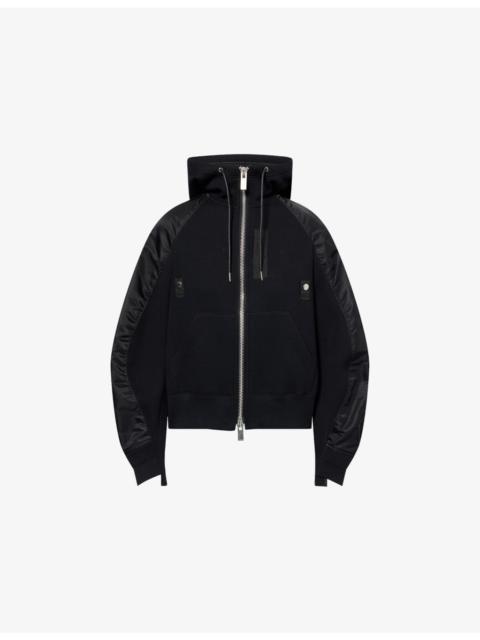 sacai Sponge Panelled Hooded Cotton-Blend Track Jacket