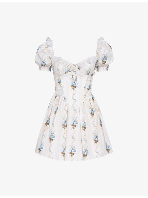 House of CB Issa Floral-Print Stretch-Cotton Mini Dress