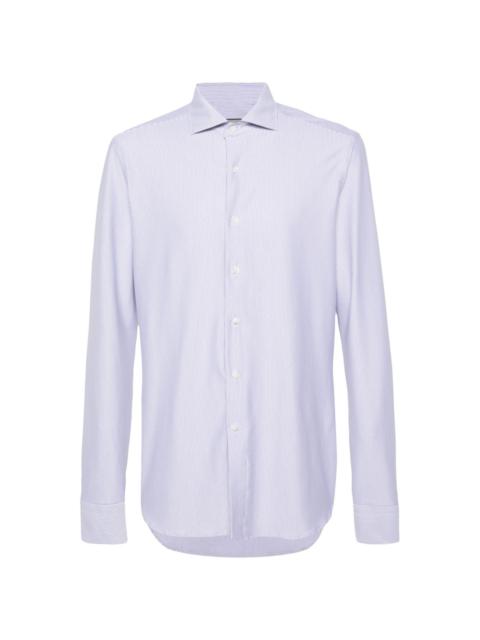 cutaway-collar striped shirt