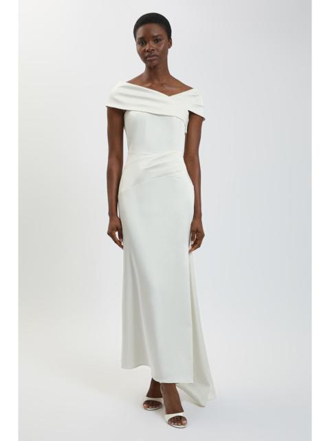 KAREN MILLEN Petite Tailored Satin Drape Asymmetric Maxi Fishtail Dress