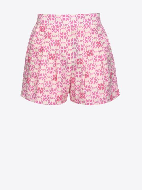 PINKO MUSLIN SHORTS WITH MONOGRAM AND EMBROIDERY