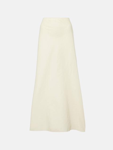 Mauva silk and cotton organza maxi skirt