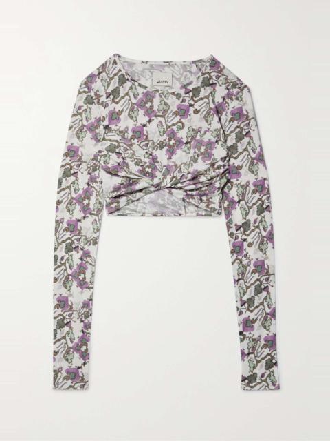 Isabel Marant Jinea cropped twisted printed jersey top
