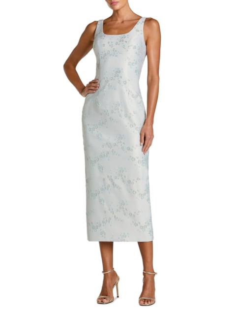 MAC DUGGAL Women's Floral Brocade Scoopneck Midi-Dress - Blue Multi