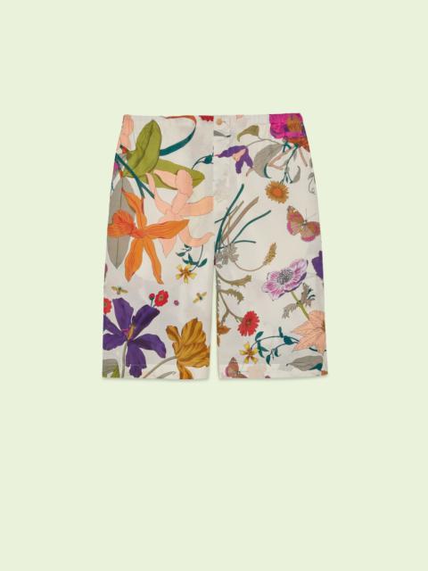 GUCCI Cotton shorts with Flora print