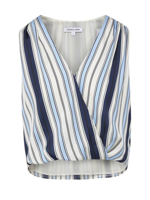 VERONICA BEARD RAHI STRIPED STRETCH-SILK TOP | REVERSIBLE