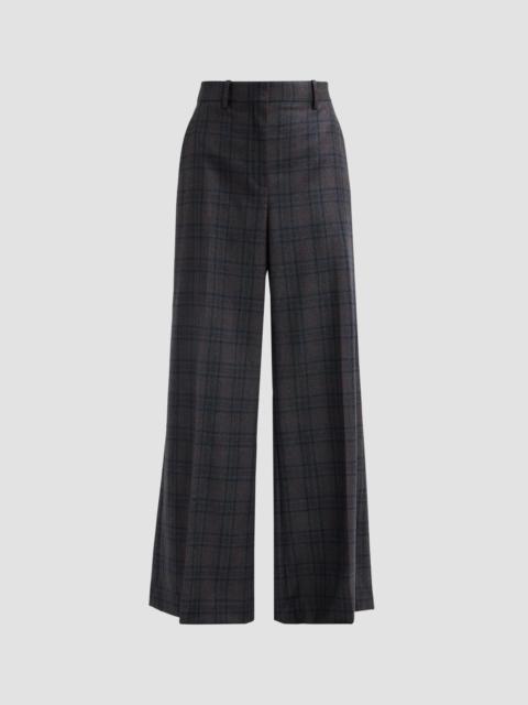Theory Women's Plaid Wool Wide-Leg Trousers - Charcoal Multi