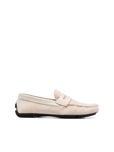 flocked-logo driving loafers