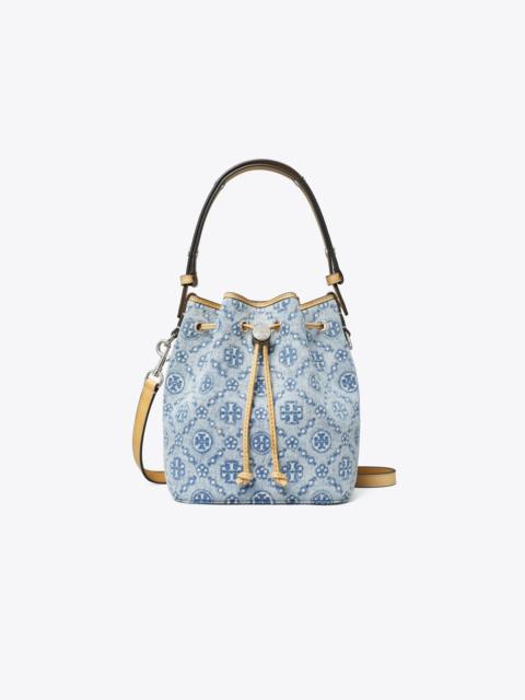 TORY BURCH T Monogram Denim Mini Bucket Bag