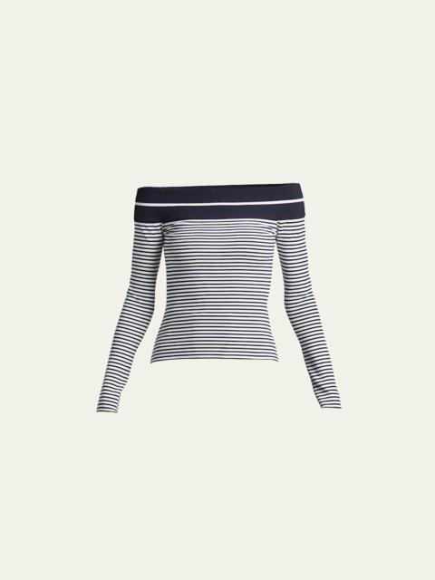 GIORGIO ARMANI Striped Off-The-Shoulder Top