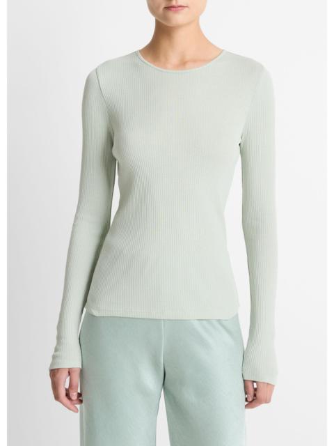 Vince Ribbed Pima Cotton Long-Sleeve T-Shirt