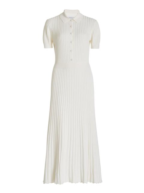 GABRIELA HEARST Amor Ribbed Dress in Ivory Silk Cashmere