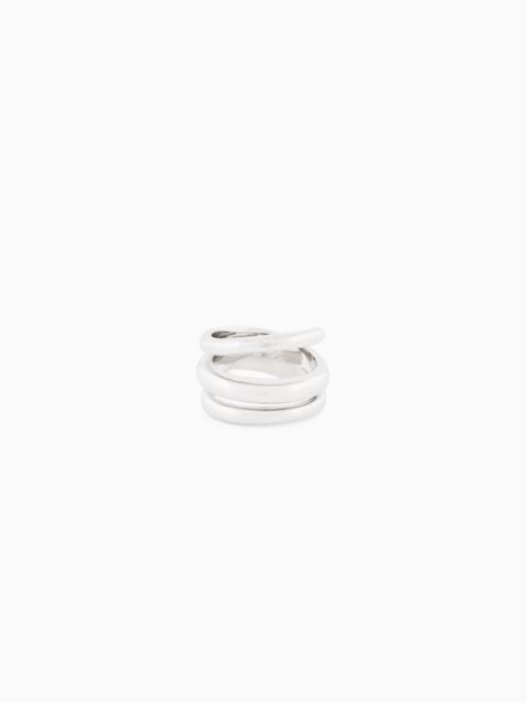 EMPORIO ARMANI SILVER-TONE BRASS PRE-STACKED RING