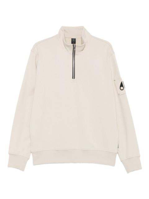 MOOSE KNUCKLES half-zip logo-patch sweatshirt