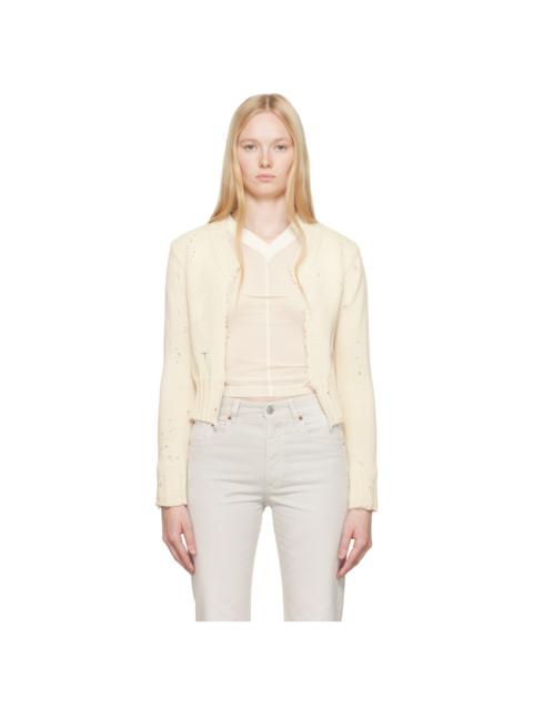 MM6 Maison Margiela Off-White Paint Knit Cardigan