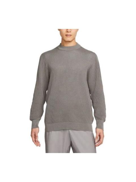 Nike Men's Nike Solid Color Round Neck Long Sleeves Knit Wool Sweater Wolf Grey DN4102-012