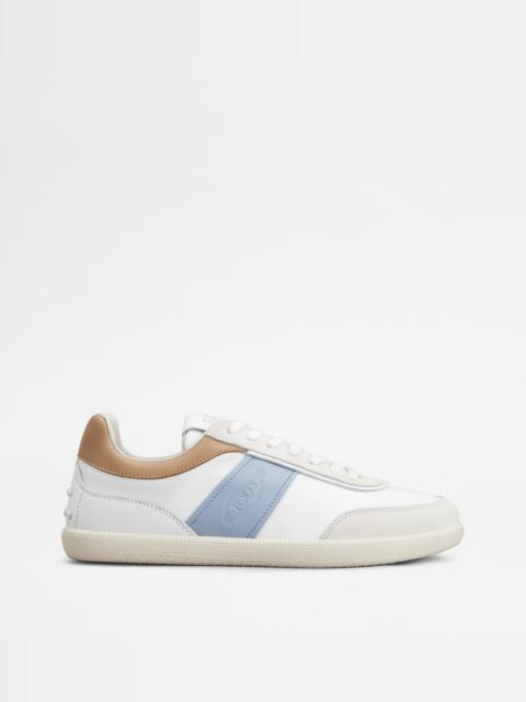Tod's TOD'S TABS SNEAKERS IN SUEDE - LIGHT BLUE, WHITE, BEIGE