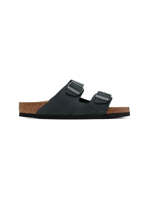 BIRKENSTOCK Black Regular Arizona Oiled Leather Sandals