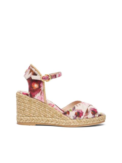 abstract print wedge sandals