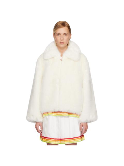 CASABLANCA White Zip Faux-Fur Jacket