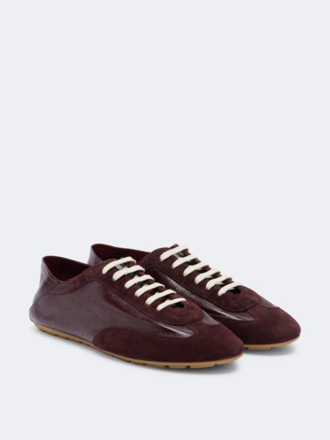 SAINT LAURENT Lewis suede-trimmed leather sneakers