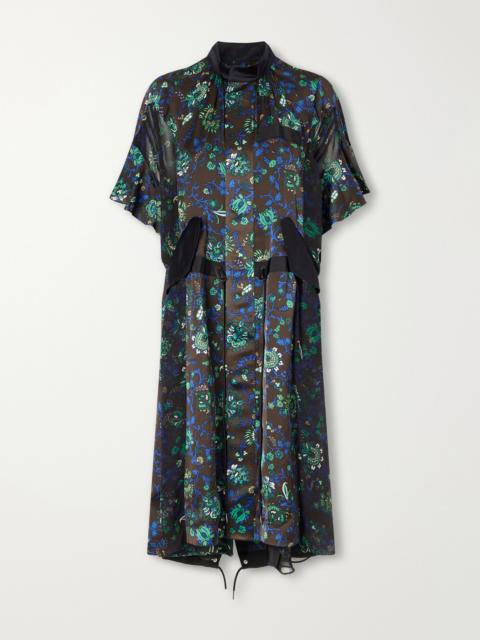 sacai Floral-print Satin Midi Dress
