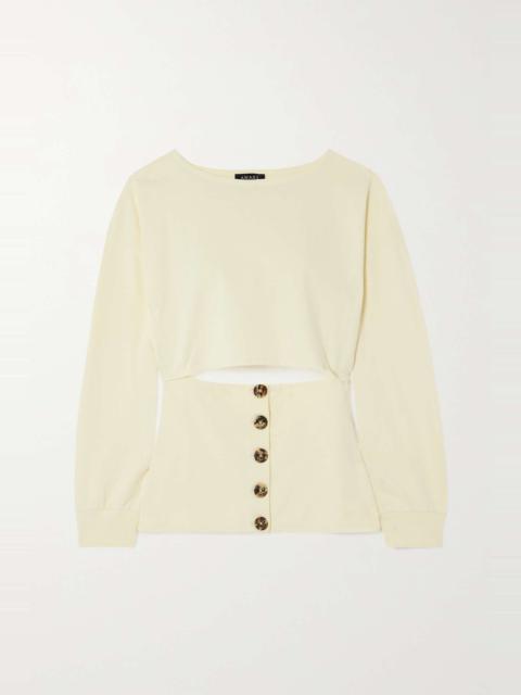 Button-embellished cutout organic cotton-jersey sweatshirt