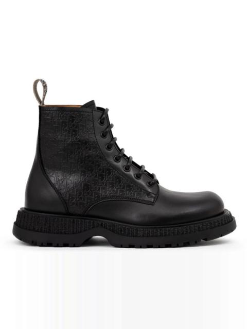 Dior Dior Buffalo Lace Up Ankle Boots Dior Oblique Debossed Black