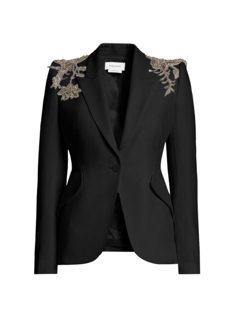 Alexander McQueen Women's Shoulder-Embellished Peak Lapel Jacket - Black