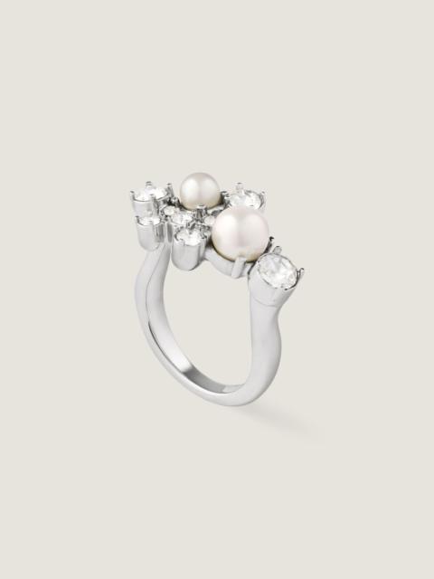 Givenchy CRYSTAL PEARL RING IN METAL, CRYSTALS AND PEARLS