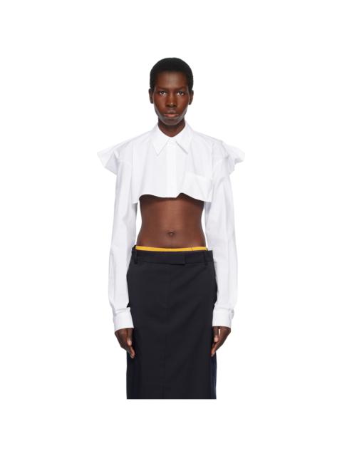 pushBUTTON White Squared Back Cropped Shirt