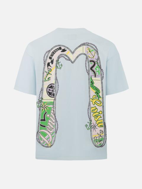 EVISU Twisted Rope and Daicock Anchor Print Oversized T-Shirt