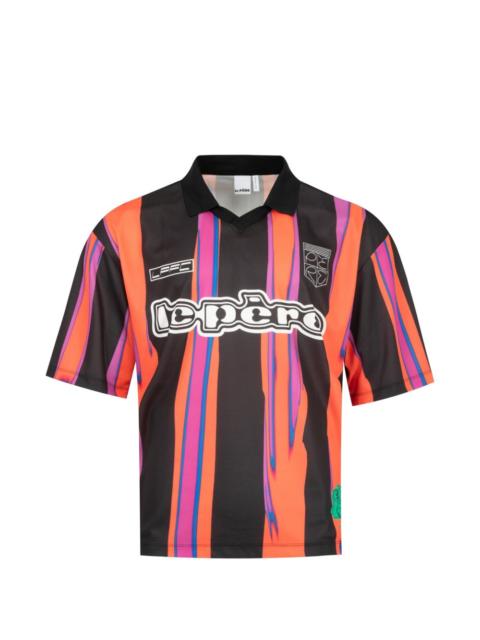 le PÈRE striped logo-print polo shirt