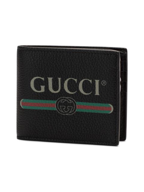 GUCCI Gucci Print Bifold Wallet Leather (8 Card Slots) Black