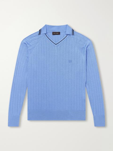WALES BONNER Roots Logo-Embroidered Knitted Polo Shirt