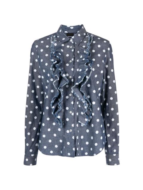 Aspesi ruffle-trim polka dot-print blouse