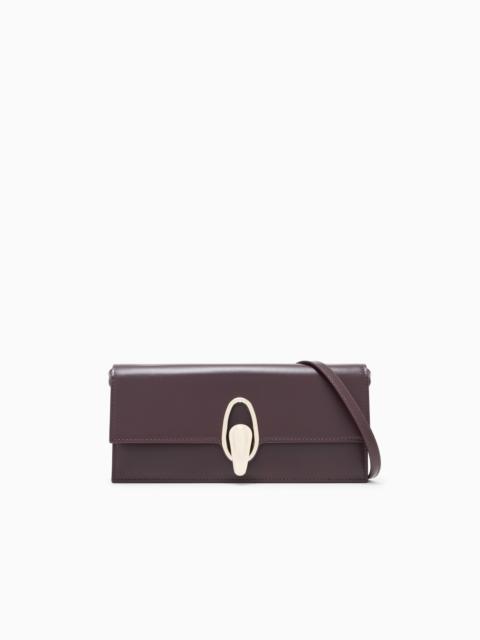 GIORGIO ARMANI ACCORDION CLUTCH IN POLISHED LEATHER WITH A SHOULDER STRAP